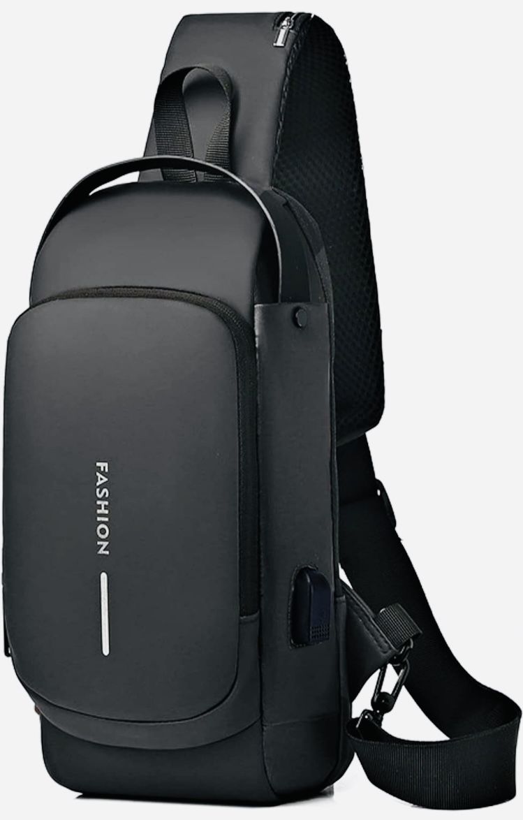 Sling Bag for Men Anti-Theft USB Crossbody Backpack Waterproof Chest Daypack