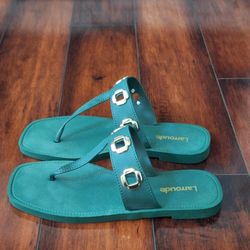 Larroudé Milan Jelly Thong Sandal in emerald green EU 41 US 10