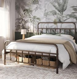14 Inch FULL Bronze Metal Platform Bed Frame