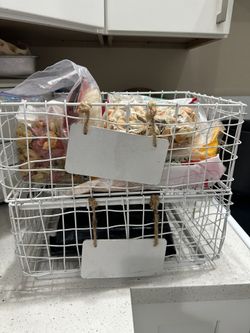 Set of 2 Metal Pantry Baskets