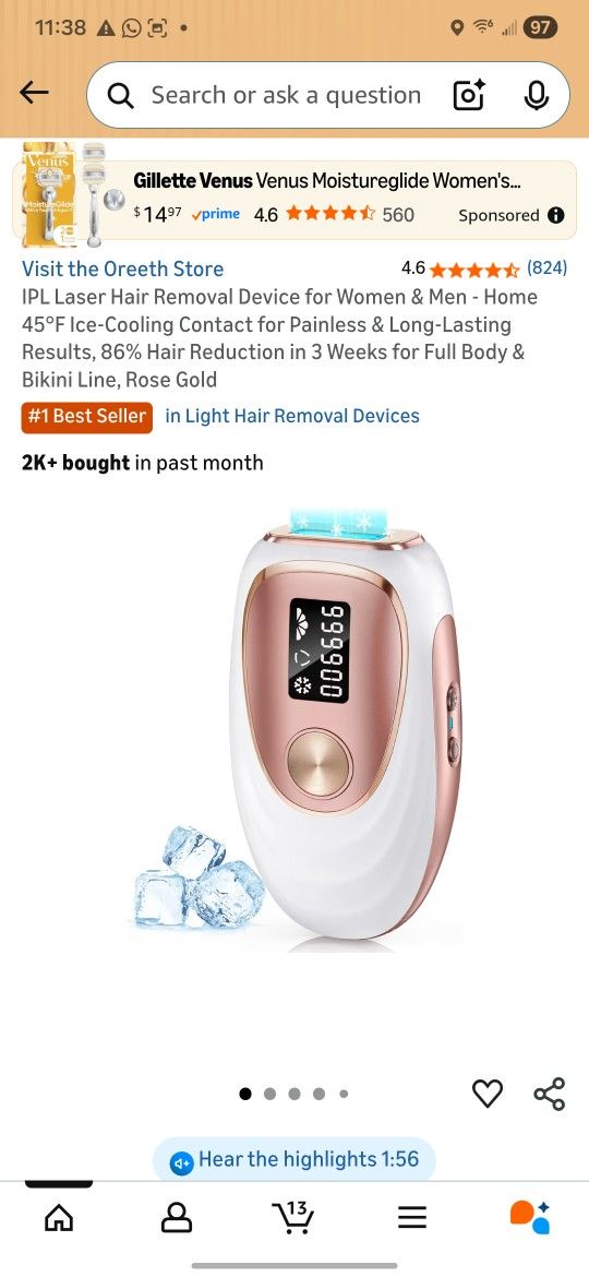 IPL Laser Hair Removal Device for Women & Men 