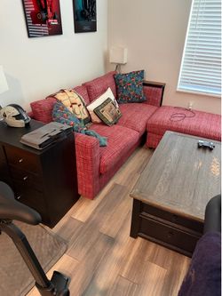 IKEA queen size sleeper sofa with storage ottoman