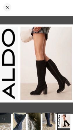 ALDO Suede Tall Knee-High Square-Toe Block-Heel Vegan Fur-Lined Boots