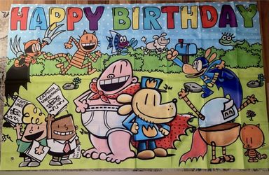 Captain Underpants and Dog Man Birthday Banner Backdrop 5ft x 3ft