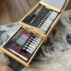 Art Kit With Paints, Brushes And Sketchbooks 