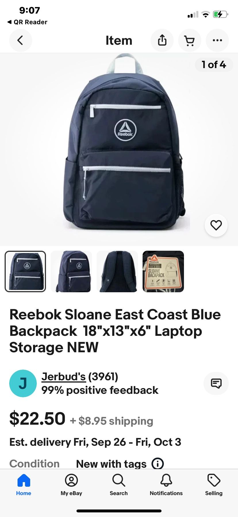Back Pack , Reebok , New  