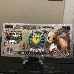 Silver Foil Plated Eevee (Pokémon) Banknote