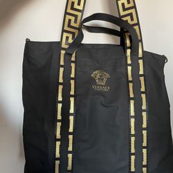 Versace Parfums Black Tote Bag extra small bag attached.