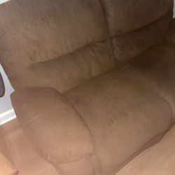 Brown Recliner Love Seat Couch 