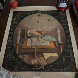 Masonic 1945 Poster Masonic Tie By RG Jewell WM Number 138  F And AM harmonica Lodge 