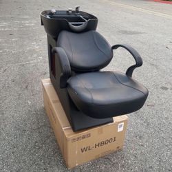 Box!! Shampoo Chair with ABS Bowl (plastic), gel neck rest, Black, Faux leather, Weight Capacity 450 Ibs, Product weight: 62 Ibs $195