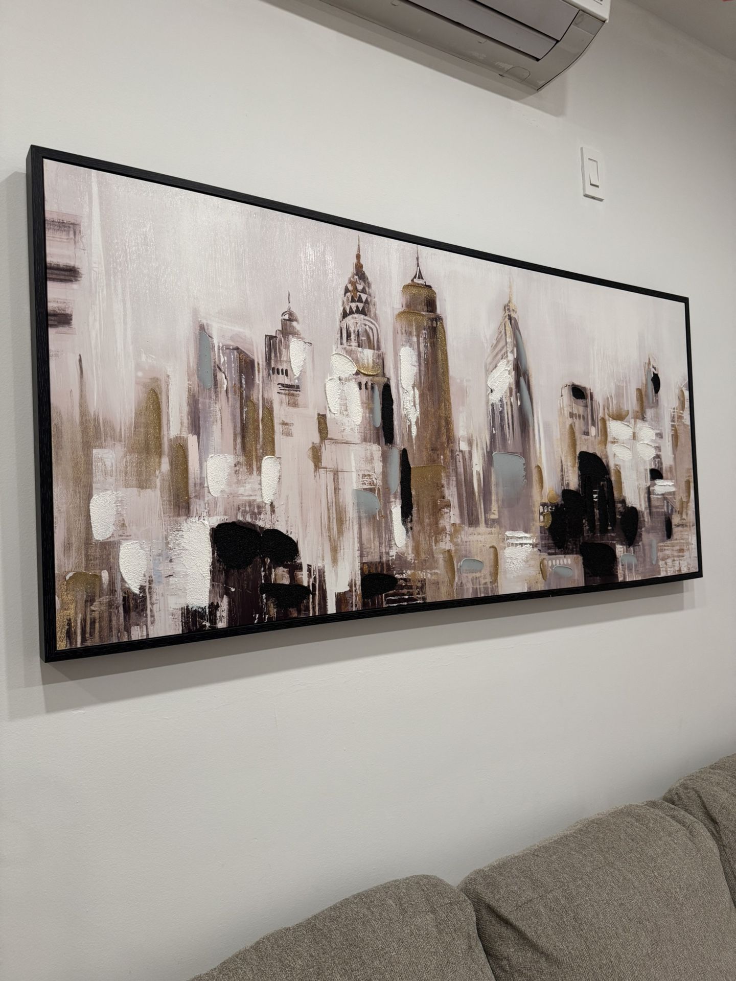 NYC Painting With Black Frame 60x28 Inches
