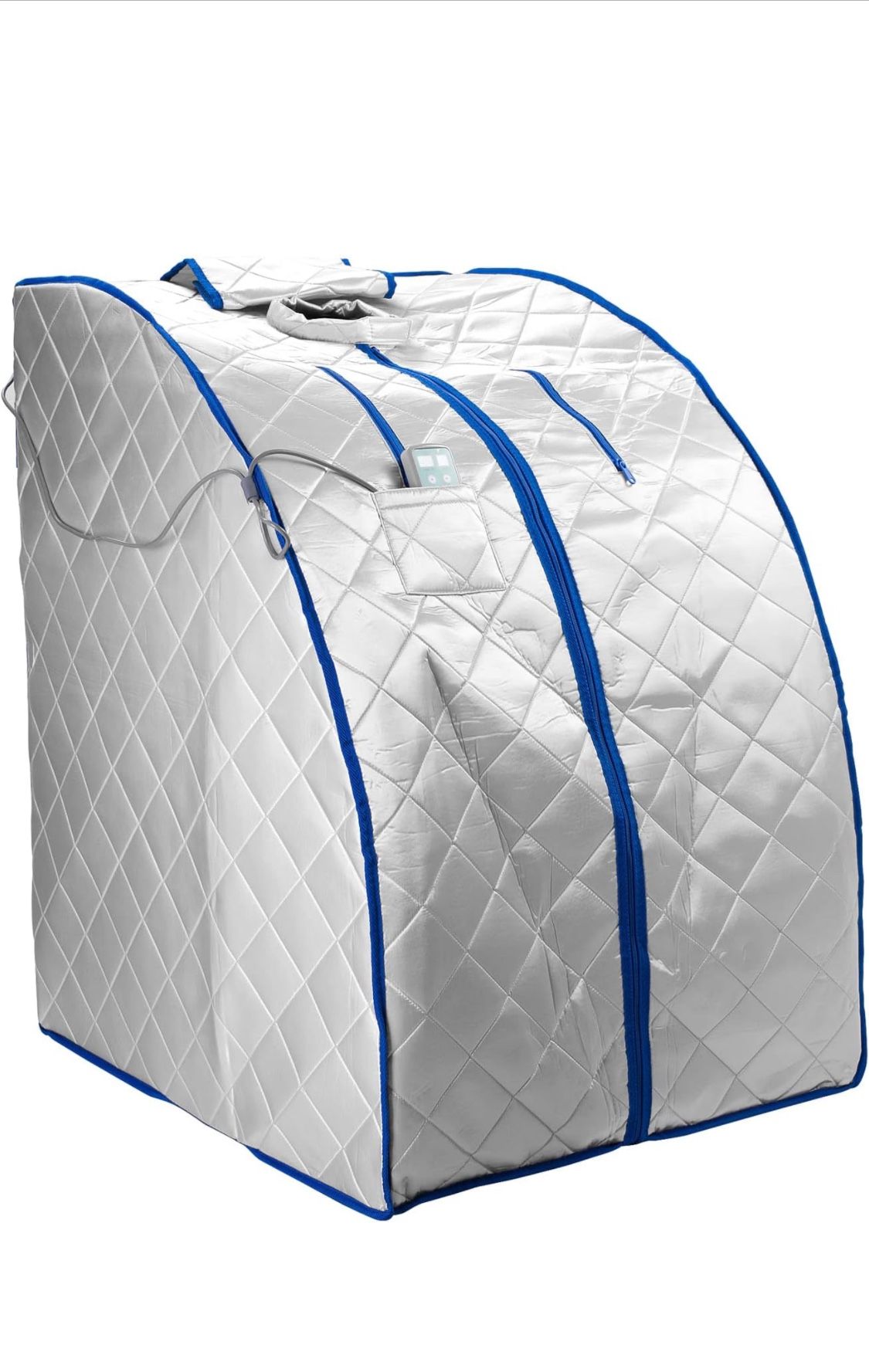 Infrared FAR IR Negative Ion Portable Indoor Personal Spa Sauna by Durherm with Air Ionizer, Heating Foot Pad and Chair, 30 Minutes Timer, Large, Silv