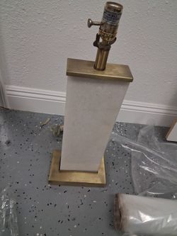 ​Modern Minimalist White Marble & Antique Brass Column Table Lamp