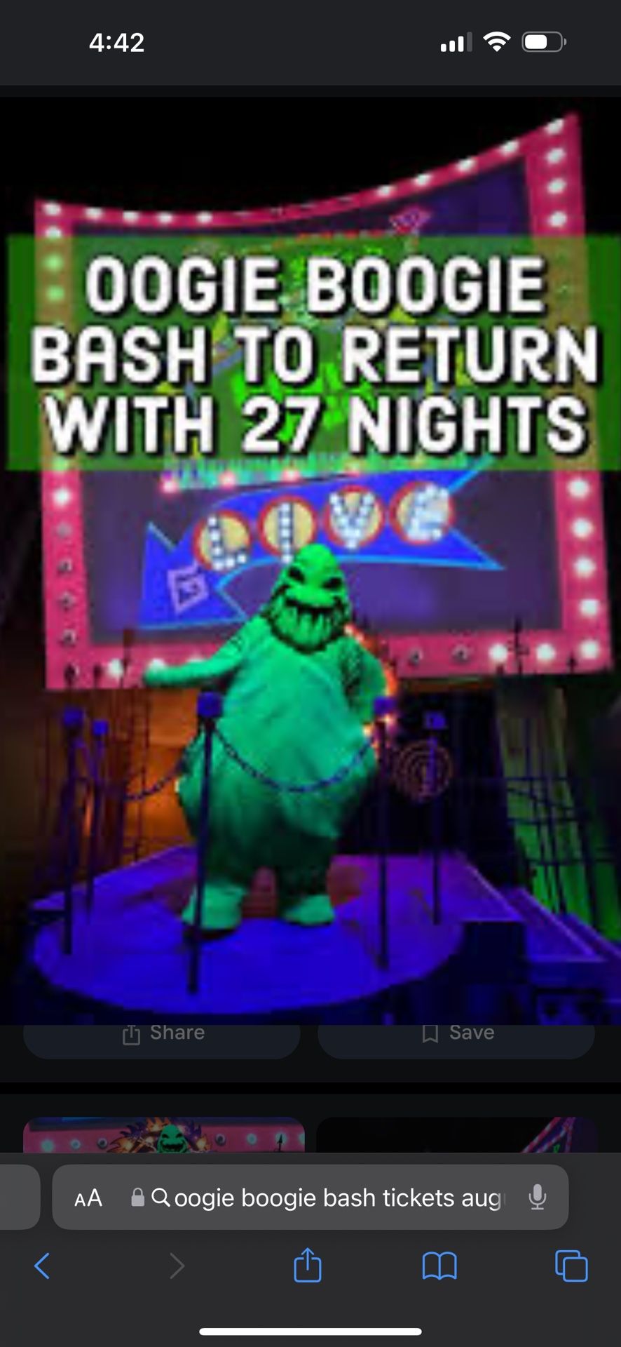 Oogie boogie bash tickets Agust 27 Tuesday 2024 