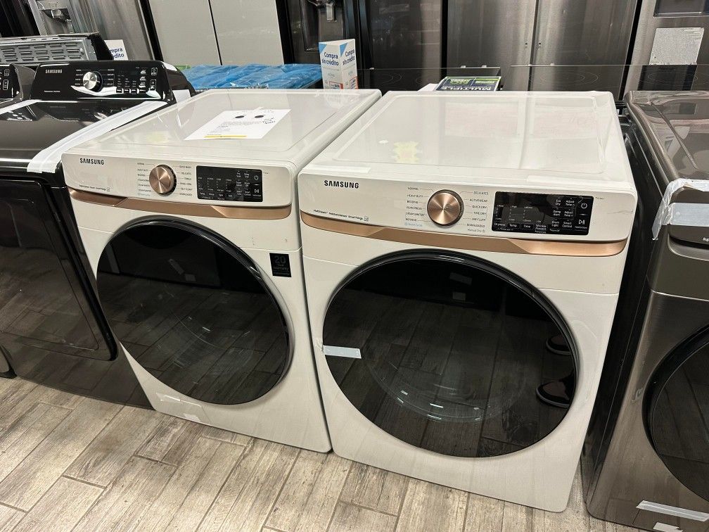 Samsung XL Capacity Ivory Frontload Washer And Dryer Set Electric NEW