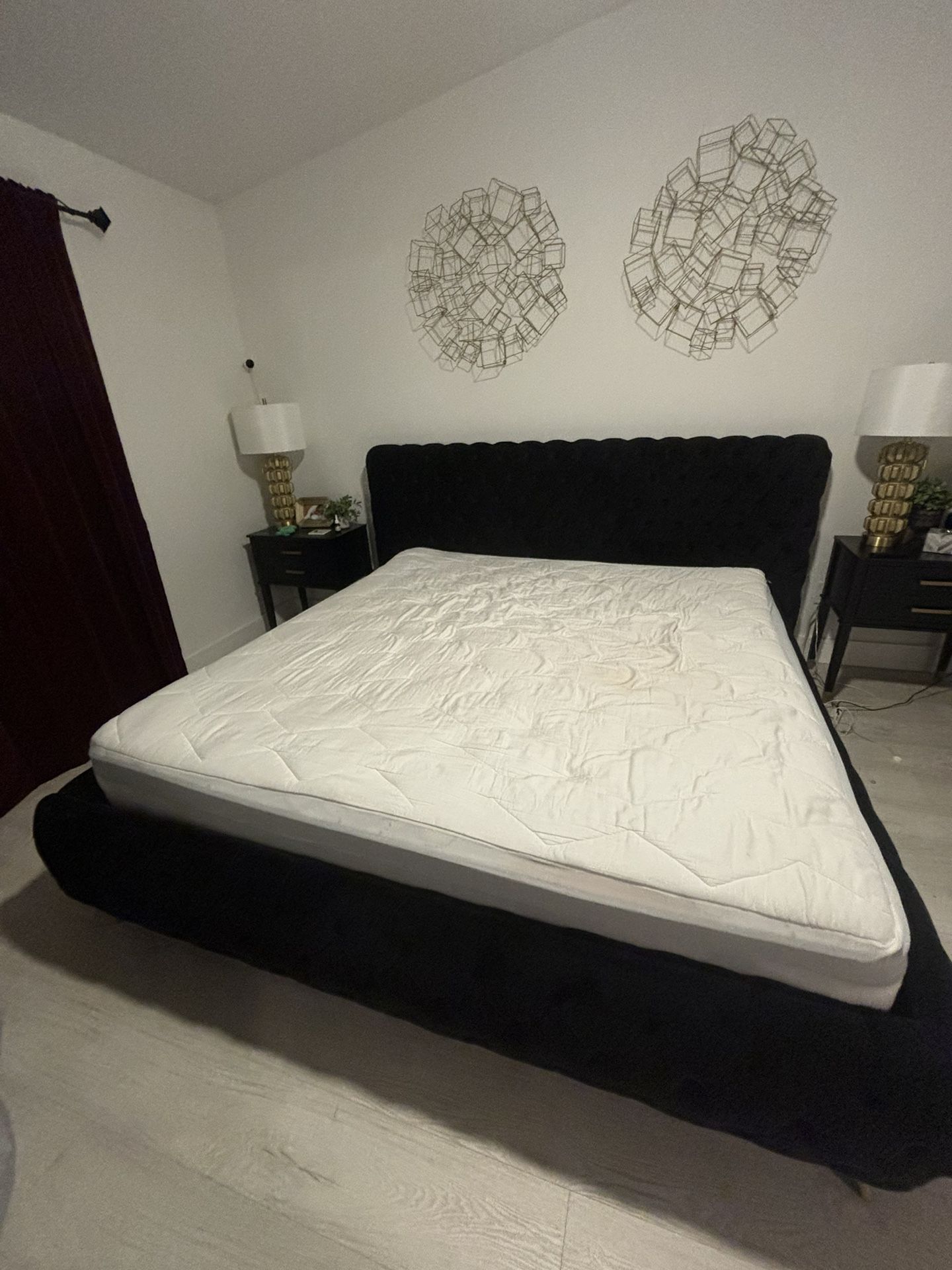 Black, Upholstered King Bed