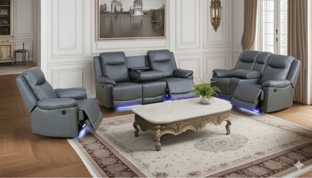 💥FREE DELIVERY💥Brand New POWER, LED, USB 3PC Reclining Sofa Loveseat Chair Set