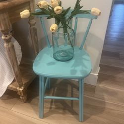 Vintage Turquoise Wood Chair $20