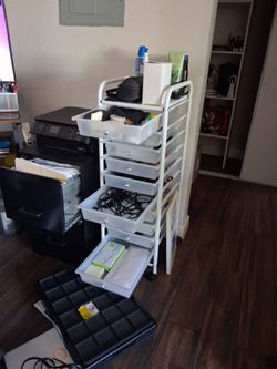*MOVING SALE* White Rolling Storage Cart with Drawers