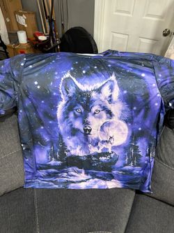 Wolf Moon Galaxy Graphic T-Shirt 4XL