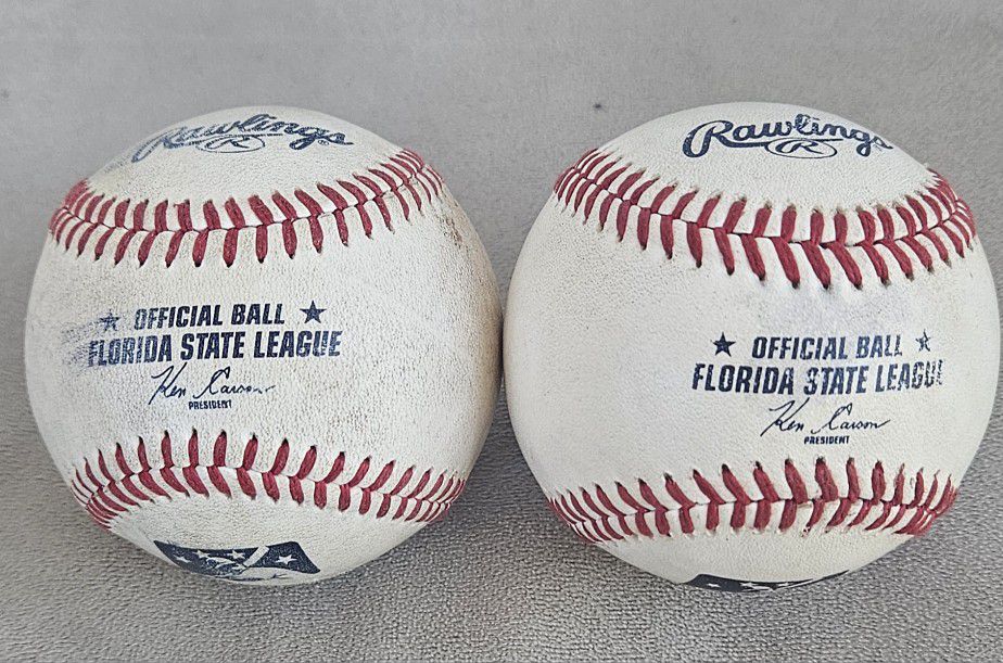 2  Rawlings Official  Florida State League Baseballs Used