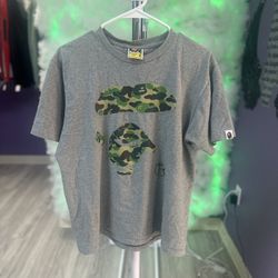 Bape Tee Grey Green Camo Ape Face