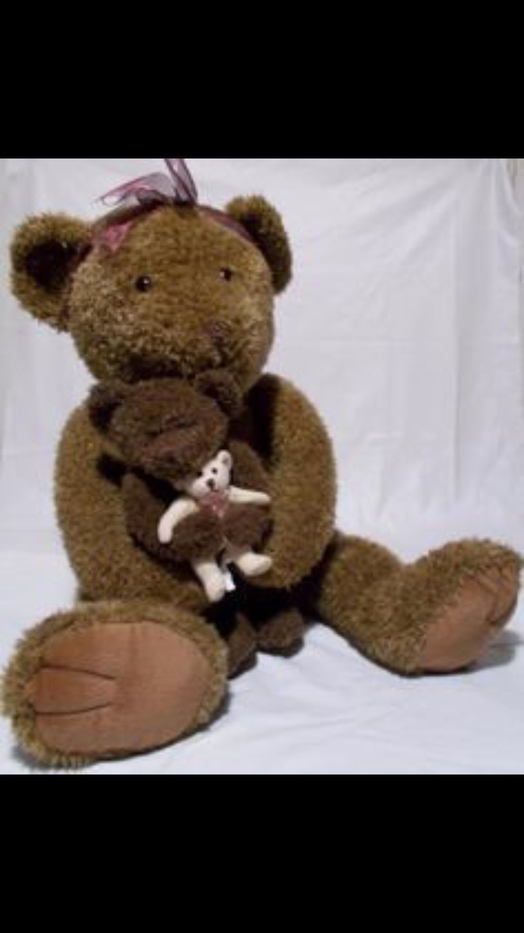 Vintage. 36 inch Russ Teddy Bear with her baby pristine adult owned fresh non odors original price over100