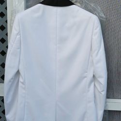 White Tux Jacket With Black Shawl Lapel