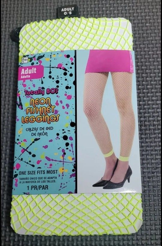 80'S ADULT WOMENS NEON COSTUME FISHNET LEGGINGS HIP HOP POP ROCK STAR PUNK NEW