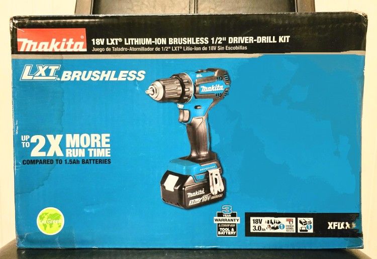 "For Sale" Makita Cordless 18V LITHIUM-LON Brushless 1/2 Driver-Drill Kit 