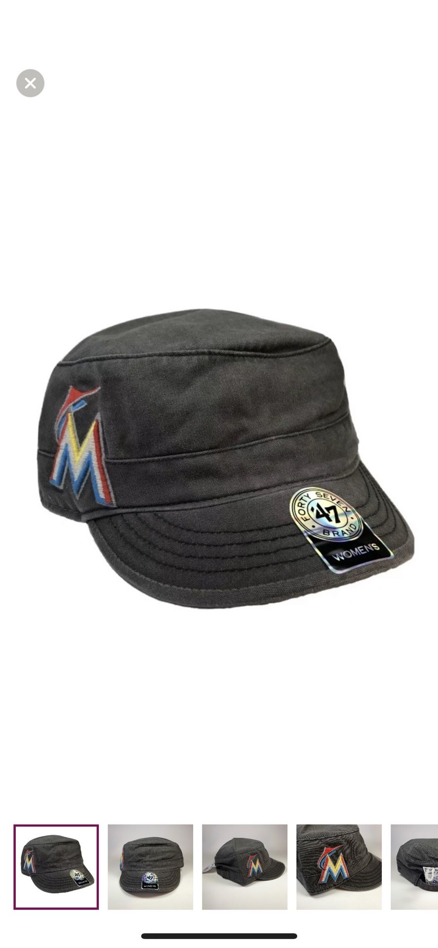 47 Brand Miami Marlins Women's Chic Cadet Military Adjustable Hat Cap