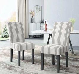 Dining/Side Chairs Gray striped Set of 4 upholstered Chairs