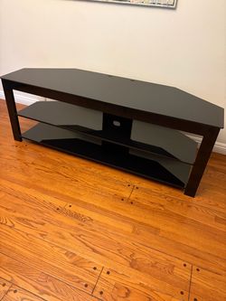 Large Black Glass TV Stand / Entertainment Center
