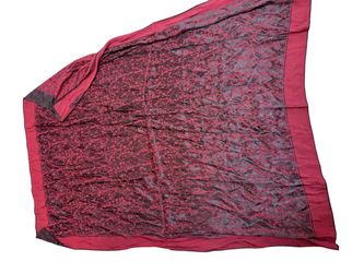 Large silk 40” Red Floral Print Wrap Scarf Shawl