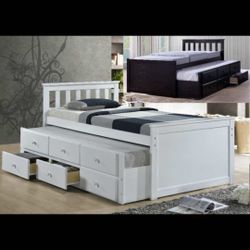 ✅️✅️Espresso & White  (Twin Captains Bed w/Trundle)✅️ (Mattress Not Included✅️