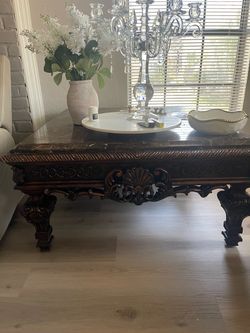 Ornate Marble Top Coffee Table