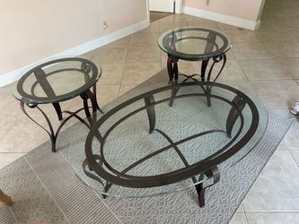 3 glass tables
