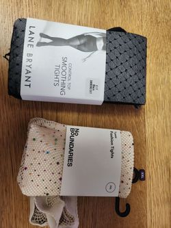 Lane Bryant Diamond Dot Tights E/F + No Boundaries Rhinestone Fishnet Tights XXL NWT Bundle