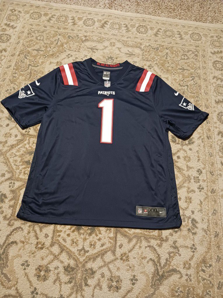 Nike Cam Newton #1 New England Patriots Game Jersey Blue Man's Size XXL 