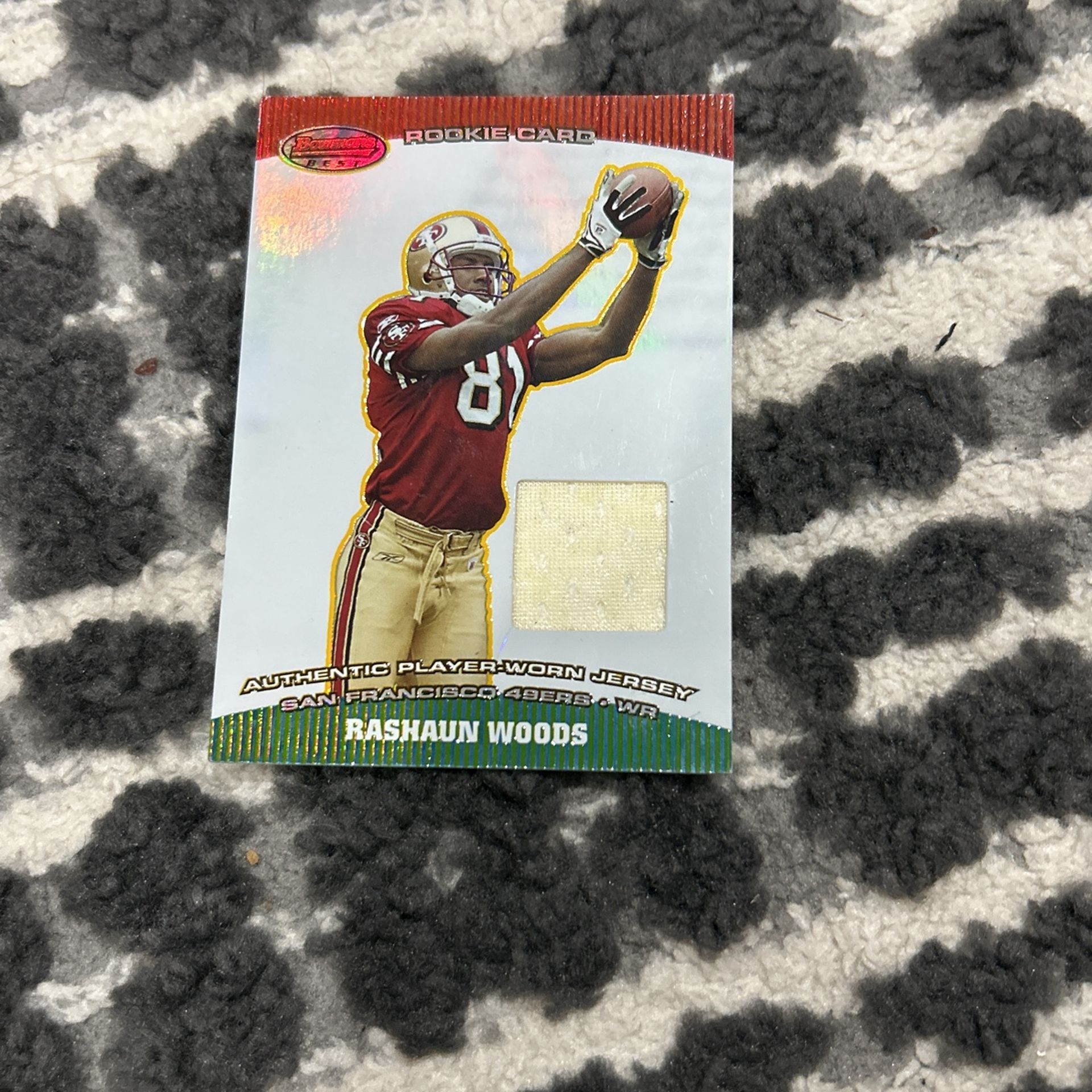 rashaun woods jersey patch football card