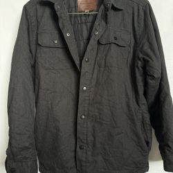 Men’s Rugged Elements Jacket – Black Quilted Lined Shirt Jacket, Size L, Casual Outerwear