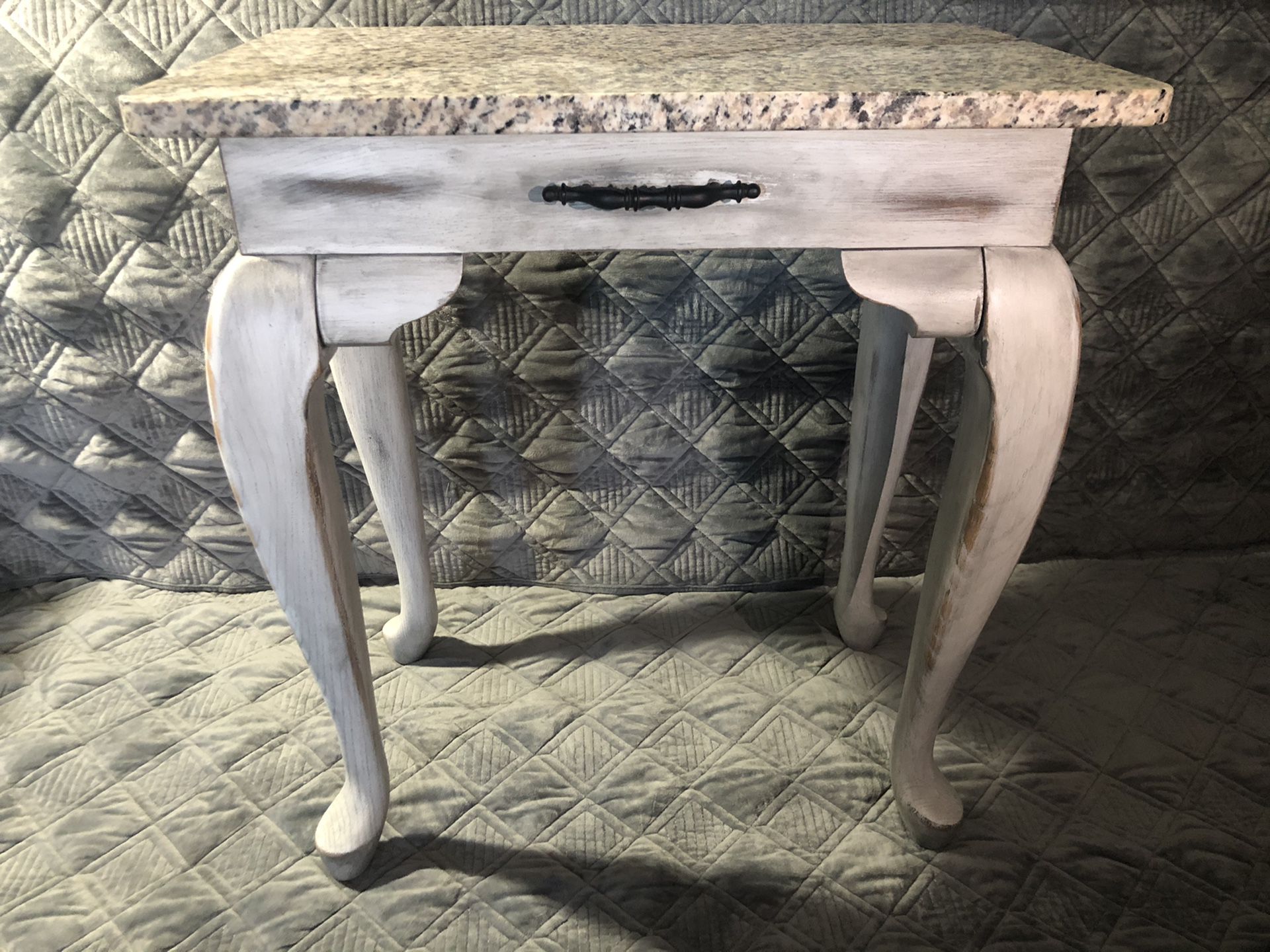 Distressed Mini Table with Granite Top