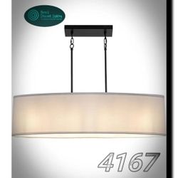 DWLGIGH Modern Chandelier Kitchen Island Lights with White Linen, 4-Light Rustic