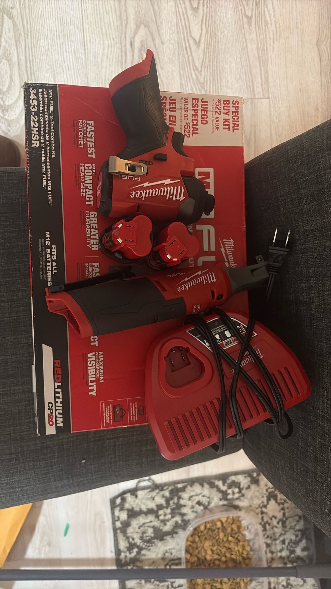 Milwaukee M12 FUEL 1/4” Hex Impact Driver + 3/8” High-Speed Ratchet Combo, model 3453-22HSR (with two CP2.0 batteries).