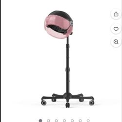 TASALON 1875W Ionic Hood Hair Dryer with Adjustable Stand, 3 Temperature Settings, Rolling Wheels, and Timer, Pink