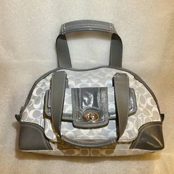 Grey And White Coach Bag