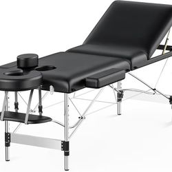 Massage Table Portable 84" Long 24" Wide Professional 3 Sections Reclining Massage Couch, Aluminum Adjustable Esthetician Bed Tattoo Table SPA