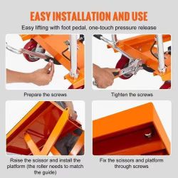 Hydraulic Lift Table Cart, 1100lbs Capacity 35.4" Lifting Height, Manual Single Scissor Lift Table with 4 Wheels and Non-slip Pad, Hydraulic Scissor C