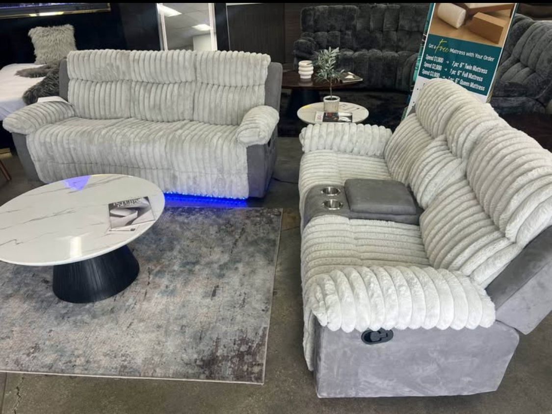 New Recliner Sofa Couch and Loveseat! LED ! Includes Free Delivery 🚚!